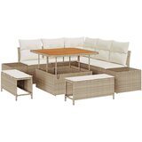 vidaXL Vrtna sedežna garnitura z blazino 8 pcs Bež poli ratan, (5000153476) | Shoptok.si