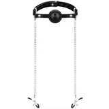 Bedroom Fantasies Ball Gag with Nipple Clamps Black