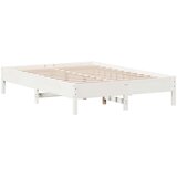  Posteljni okvir brez vzmetnice bela 135x190 cm trdna borovina | Shoptok.si