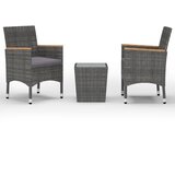  3-dijelni bistro set od poliratana i kaljenog stakla sivi | Eponuda.com