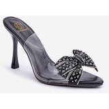 Boto FG2 Transparent High Heel Sandals With Shiny Bow Black Viosta | Eponuda.ba