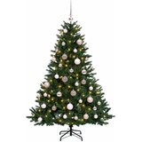  Umjetno božićno drvce s kuglicom 150 cm 150 LED lampica - Zelena 150 cm s LED-ima i ružičastim lopticama | shoptok.hr