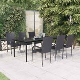  7-dijelni vrtni blagovaonski set crni Crna Dužina stola 200 cm | shoptok.hr