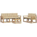 vidaXL Zunanja garnitura za sedenje z blazino 6 pcs Bela in bež, (5000281305) | Shoptok.si
