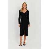Cool & Sexy Women's Black Double Breasted Camisole Midi Dress | Eponuda.ba