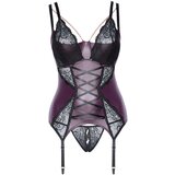 Cottelli Curves - čipkast komplet perila s španskimi vezalkami (vijoličen) | Shoptok.si