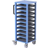 eurokraft pro transportni voziček za evro zaboje customline, za zaboje dxš 400 x 300 mm, modre barve, 10 zabojev, višina 50 mm | Shoptok.si