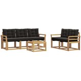 vidaXL Zunanja garnitura za sedenje z blazino 6 pcs Bela in črna, (5000281394) | Shoptok.si
