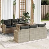 vidaXL 7-dijelni set vrtnih sofa svjetlosivi od poliratana | shoptok.hr