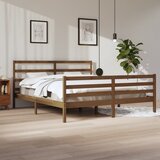 Maison Chic Posteljni okvir - Dvoposteljna postelja - Zakonska postelja medeno rjav iz trdne borovine 200x200 cm-J5255, (21770056) | Shoptok.si