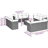 vidaXL 13-dijelni set vrtnih sofa poliratan s jastucima svijetlosivi | shoptok.hr