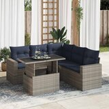  6-dijelni set vrtnih sofa poliratan i bagrem s jastucima sivi | shoptok.hr