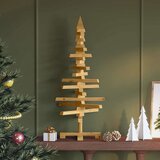 vidaXL Leseno božično drevo z stojalom Rjava 90 cm Trdna borovina | Shoptok.si