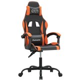 vidaXL Igraća stolica crno-narančasta od umjetne kože - Crna i narančasta 1 Bez naslona za noge | shoptok.hr