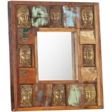  Ogledalo s likom Buddhe 50 x 50 cm od masivnog obnovljenog drva | Shoptok.si