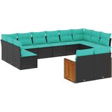 vidaXL 12-dijelni vrtni set s jastucima crni poliratan - Crna Bez stola 1 | shoptok.hr
