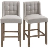Nesta Set od 2 barske stolice s naslonom puno drvo 47x50x101 cm siva prirodna Cijene