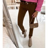 Gemre Brown Chevrette Fabric Trousers | Shoptok.si