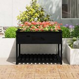  Sadilica s policom crna 111,5x111,5x81 cm od masivne borovine | shoptok.hr