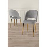 Hanah home set trpezarijskih stolica Pane 8 kom, siva tkanina Babyface, zlatne metalne noge | Eponuda.com