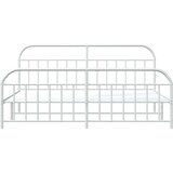 vidaXL Kovinski posteljni okvir z vzglavjem in vznožjem bel 200x200 cm | Shoptok.si