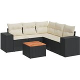  6-dijelni set vrtnih sofa s jastucima crni od poliratana | shoptok.hr