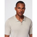 Ombre Men's buttonless polo shirt with classic weave - light grey | shoptok.hr
