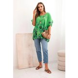 Kesi Włoski Women's cotton shirt with a floral pattern green | ePonuda.com