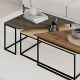 Marckeric Stolići za kavu u setu 3 kom s pločom stola u dekoru oraha u prirodnoj boji 70x110 cm Titan – | shoptok.hr