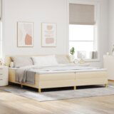 Box Spring Krevet s Madracem - Krem - 200x200 cm - Tkanina | shoptok.hr