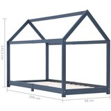  Otroški posteljni okvir siv iz trdne borovine 90x200 cm | Shoptok.si
