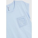 Marisse Blue Cotton T-Shirt With Pocket | Shoptok.si