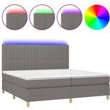  Box spring postelja z vzmetnico LED temno siva 200x200 cm blago, (20930293) | Shoptok.si