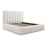 Micadoni Home Kremno bela oblazinjena zakonska postelja s prostorom za shranjevanje z letvenim dnom 180x200 cm Kelp – | Shoptok.si