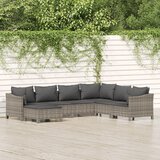 Maison Chic Seti vrtnega pohištva - Vrtna garnitura - Vrtni pohištvo set 7-delna z blazinami siv poli ratan, (21802843) | Shoptok.si