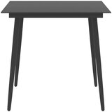  Vrtni blagovaonski stol crni 80 x 80 x 74 cm od čelika i stakla | shoptok.hr