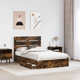  Krevet s od storage s uzglavljem Dimljeni hrast 120 x 190 cm | shoptok.hr