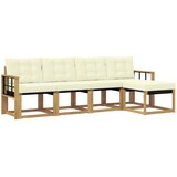 vidaXL Zunanja garnitura za sedenje z blazino 5 pcs Bela in krem, (5000281796) | Shoptok.si