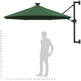  Zidni vrtni suncobran s LED svjetlima 300 cm zeleni | shoptok.hr