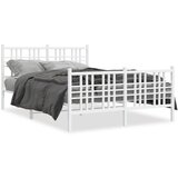 vidaXL Kovinski posteljni okvir z vzglavjem in vznožjem bel 120x200 cm | Shoptok.si