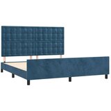  Posteljni okvir z vzglavjem temno moder 160x200 cm žamet, (20905212) | Shoptok.si