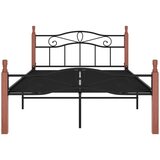 Kovina okvir za krevet crni od metala i masivne hrastovine 120x200 cm | shoptok.hr