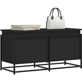 vidaXL Škatla s pokrovom črna 100x40x51,5 cm inženirski les Cene