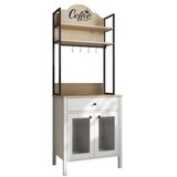 Hanah home FRN-20076 WoodenWhite Coffee Bar Cabinet | ePonuda.com
