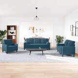  3-dijelni set sofa s jastucima plavi baršunasti | shoptok.hr