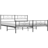  Metalni okvir krevet bez madraca s podnožjem crni 180x200 cm | shoptok.hr