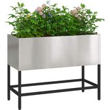  Povišeni Vrtni Planter Srebrno 60 x 26 x 45 cm Nehrđajući čelik | shoptok.hr