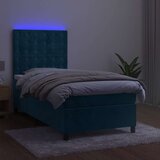 Krevet box spring s madracem LED tamnoplavi 90x190 cm baršun | shoptok.hr