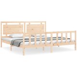 The Living Store Posteljni okvir z vzglavjem 200x200 cm trden les - Posteljni Okvir, (21524635) | Shoptok.si