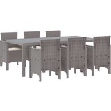  Set od 7 dijelova vrtni set za objedovanje s jastučićima svijetlo siva poli ratan | shoptok.hr